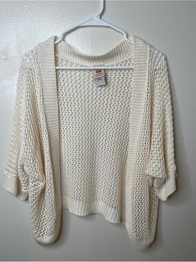 Faded Glory Open-Knit Cream Cardigan